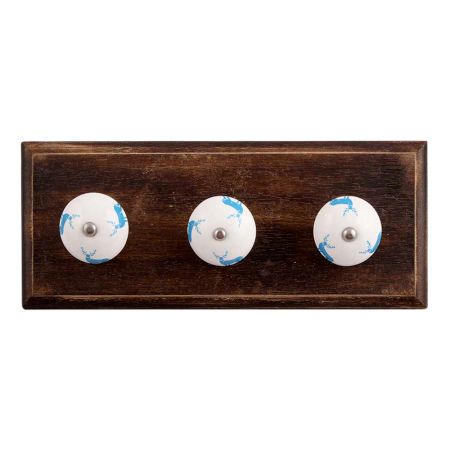 Turquoise Standing Rein Deer Pattern Ceramic Wooden Hooks